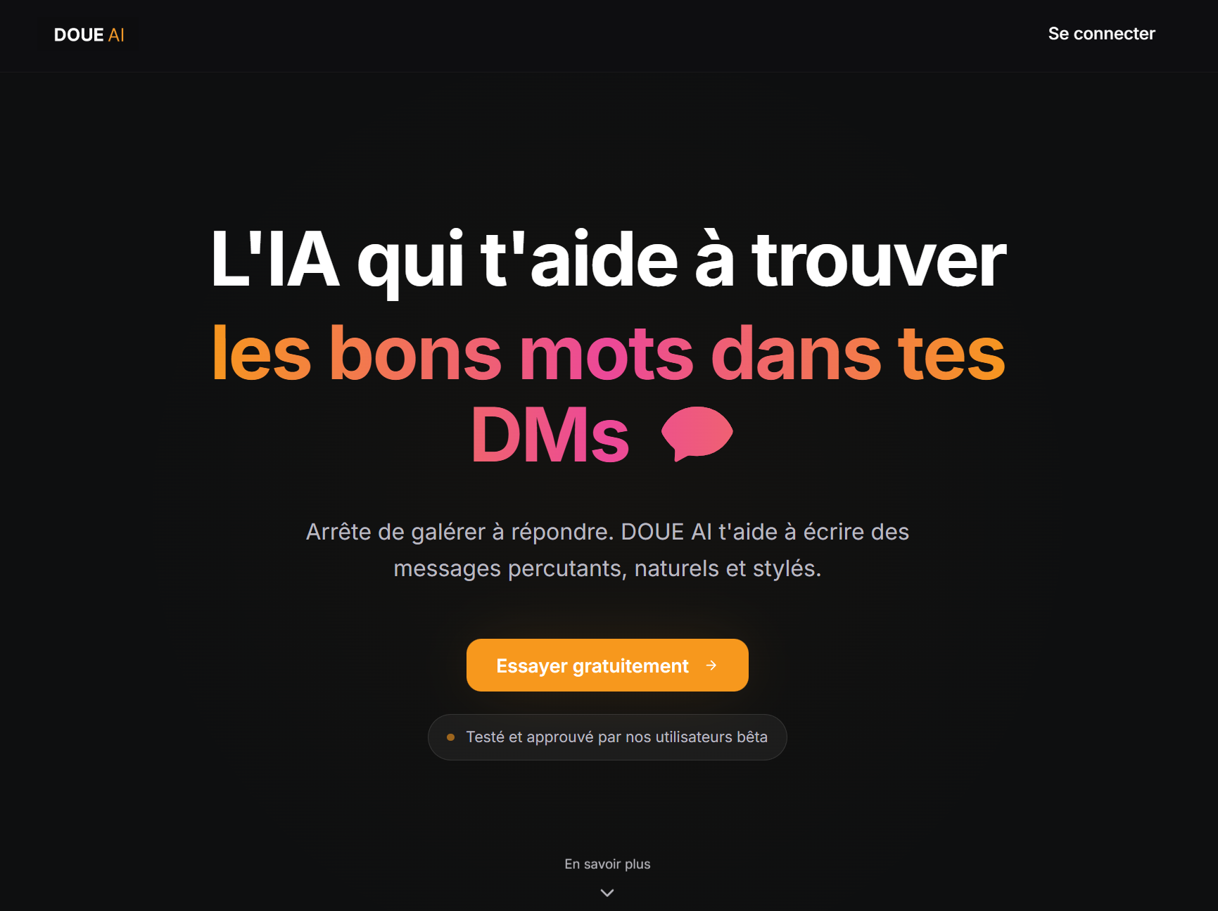 Capture d'écran du site DOUE AI